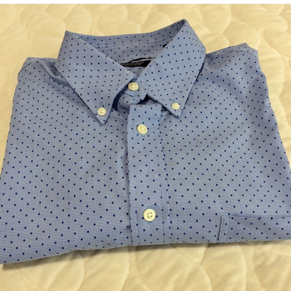 Lauren Ralph Lauren Mens Size Large‎ Blue Dot Stretch Regular Fit Dress Shirt
